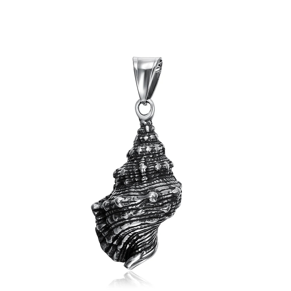 Stainless Steel Shell Pendant Necklaces for Men Women Hip Hop Seashell Necklace Fashion Beach Surfing Creativity Jewelry Gift