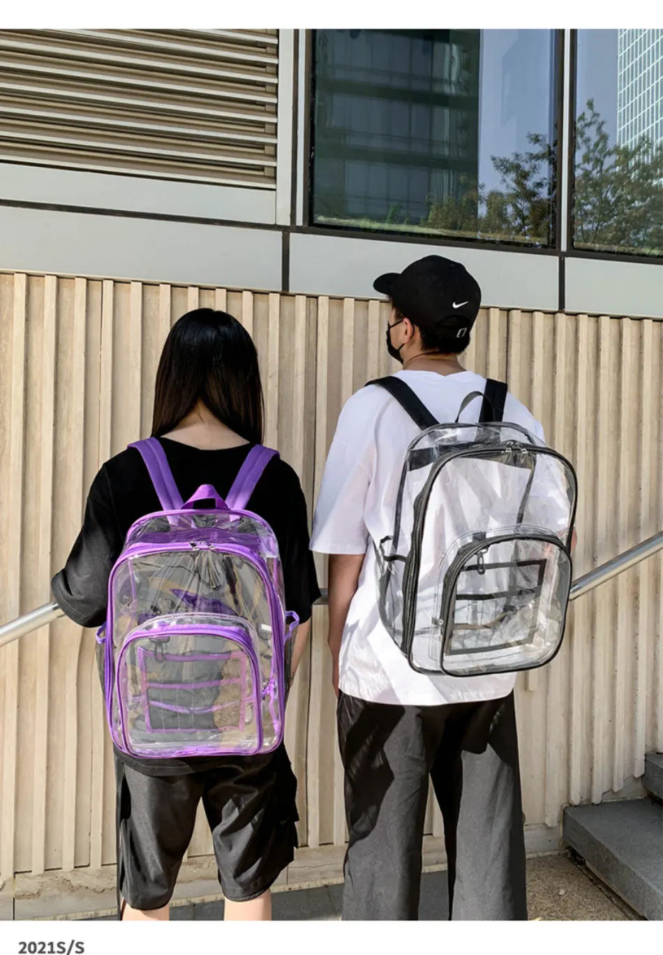 Large Capacity Transparent PVC Backpack – Waterproof School & Travel Bag for Students