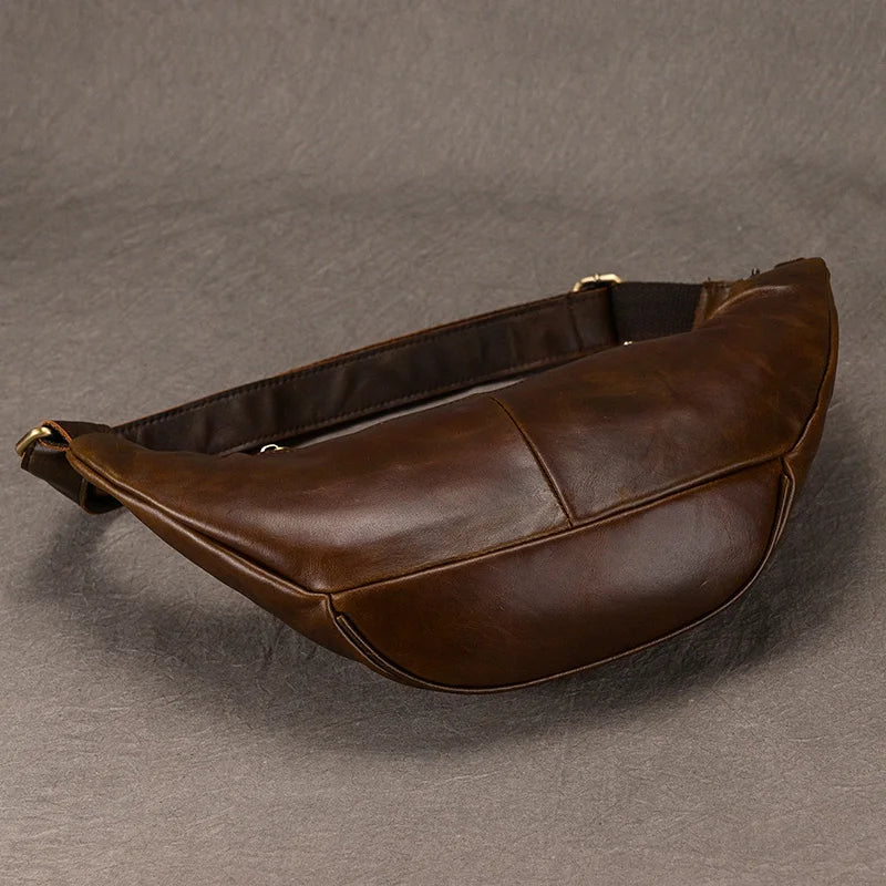 Luufan Crazy Horse Cowhide Leather Waist Bag — Men's Mini Travel Fanny Pack & Phone Pouch