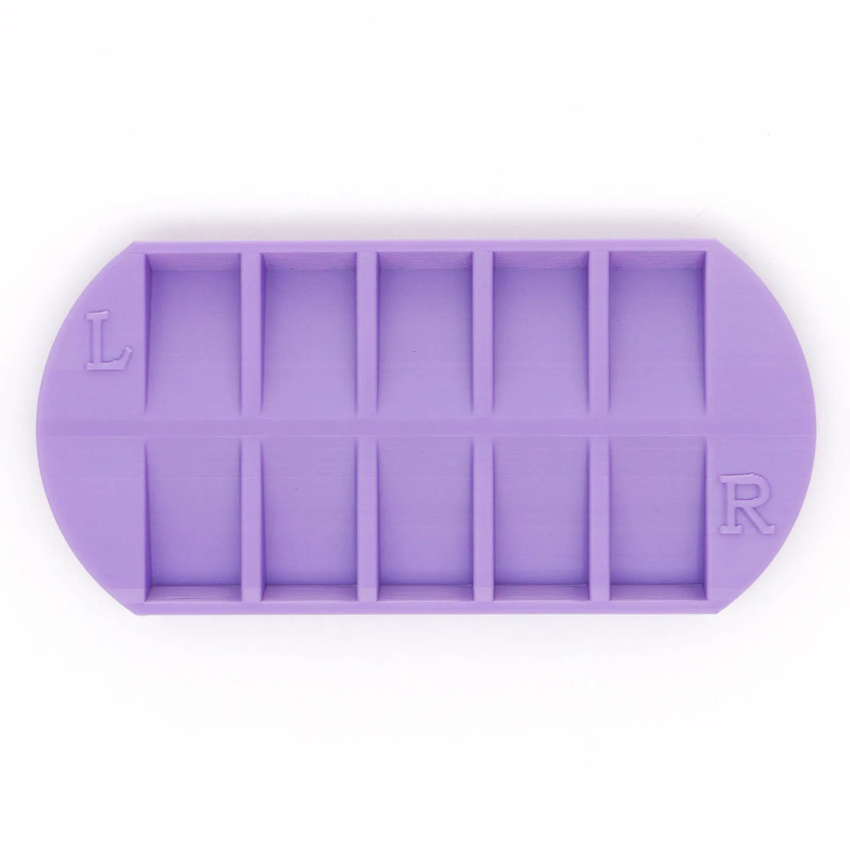 8-Grid Nail Tip Storage Tray with L/R Mark | Reusable False Nail Display Organizer for Salon & Home Manicure — Purple, Pink & Green