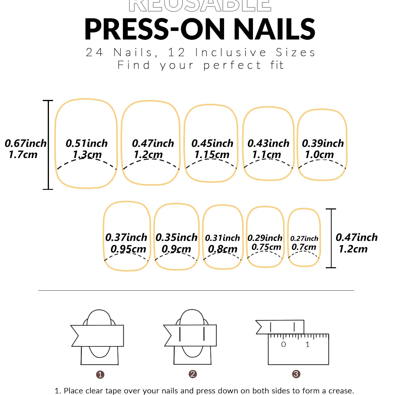 24-Piece Short Square Press-On Nails – Pinkish-White Gradient with Nail Glue & File Kit