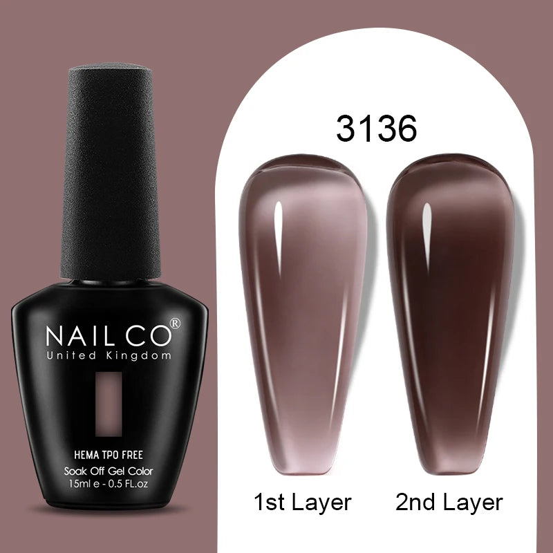 NAILCO Jelly Gel Nail Polish | HEMA-Free Soak Off UV LED Semi-Permanent Gel Varnish — 70 Colors