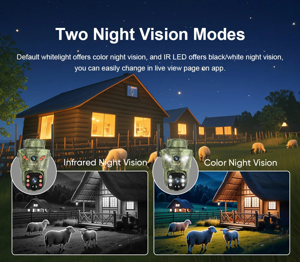 LS VISION 4K Dual Screen 4G Solar Hunting Camera Outdoor WiFi PTZ Human/Animal Detection 2-Way Talk Waterproof Security Cameras