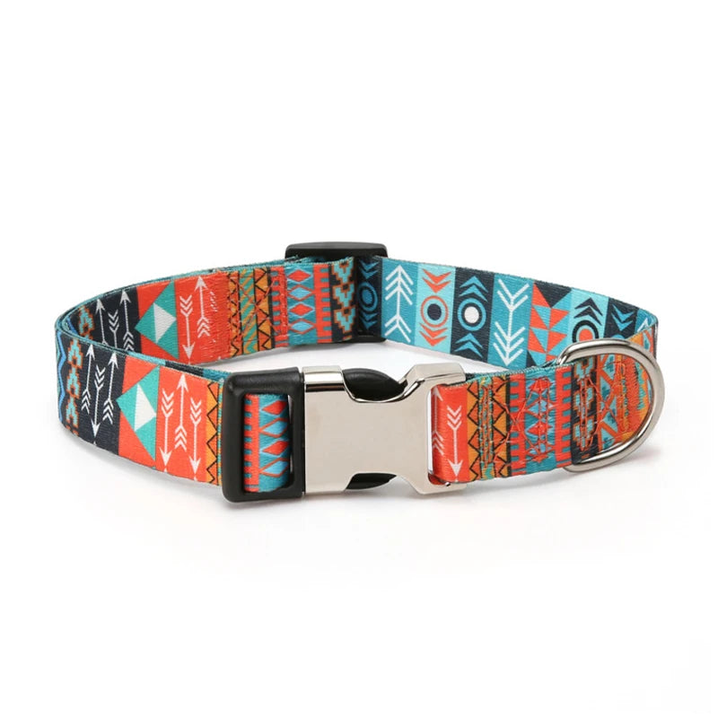 Forest Pattern Collar Pet Accessories Pet Stripes Polyester National Wind Dog Rope Adjustable Nylon Dog Collar Personalized