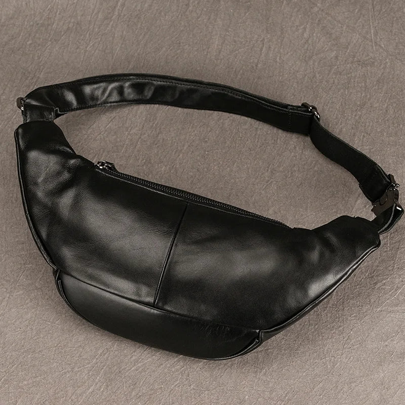 Luufan Crazy Horse Cowhide Leather Waist Bag — Men's Mini Travel Fanny Pack & Phone Pouch