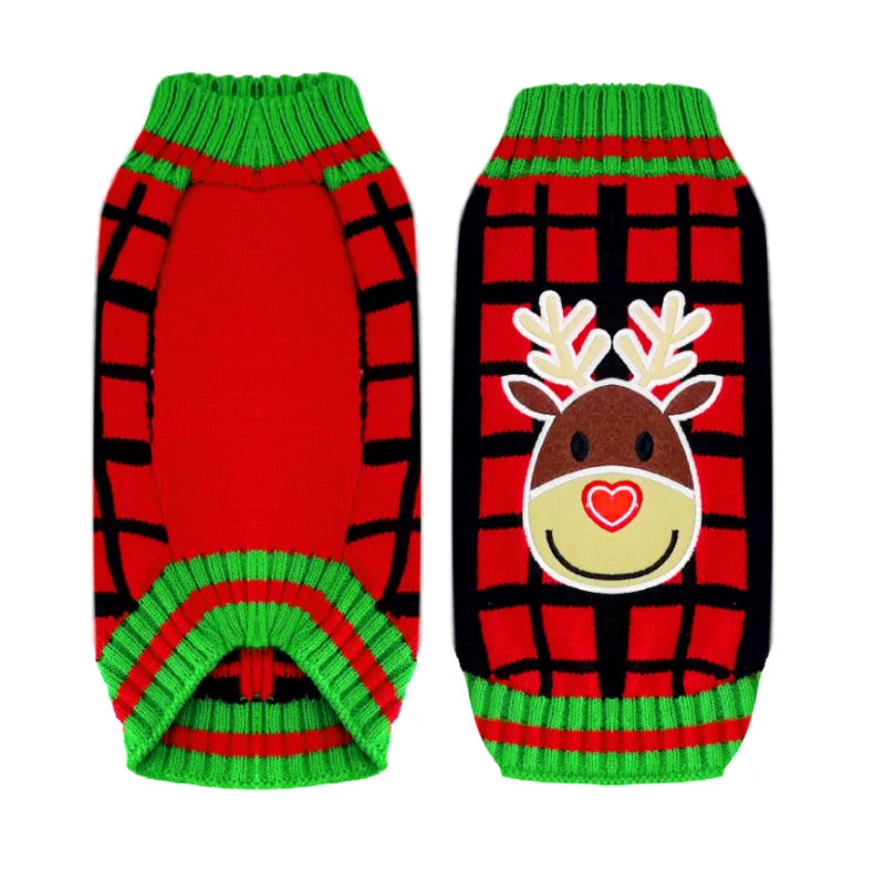 Christmas Dog Sweater Cute Cartoon Reindeer Xmas Pet Costume Puppy Cat Warm Clothes For Small Dogs Chihuahua Pug Winter Clothing