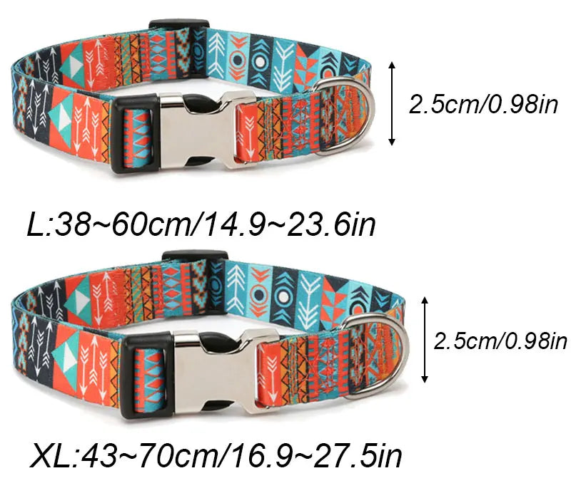 Forest Pattern Collar Pet Accessories Pet Stripes Polyester National Wind Dog Rope Adjustable Nylon Dog Collar Personalized