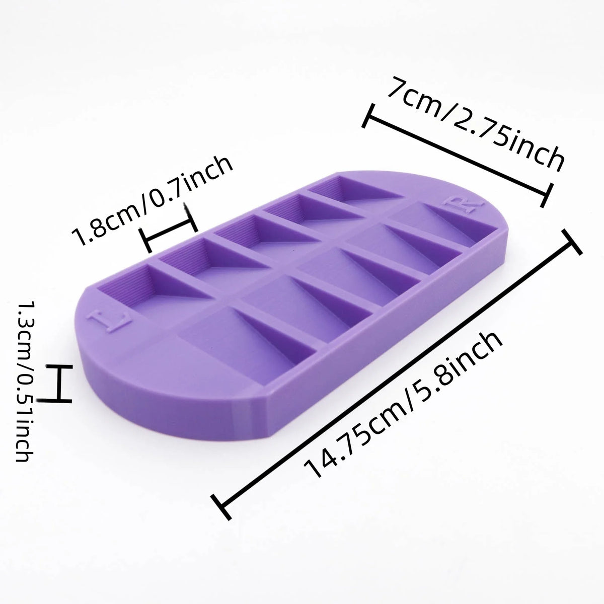 8-Grid Nail Tip Storage Tray with L/R Mark | Reusable False Nail Display Organizer for Salon & Home Manicure — Purple, Pink & Green