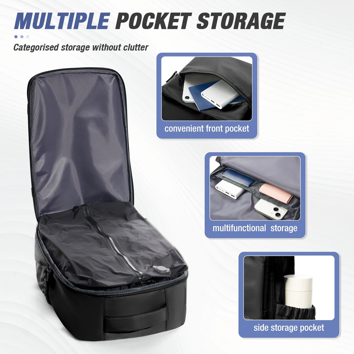 Men Vacuum Compression Backpack 15.6in Laptop Backpack Expand Hiking Vacuum Travel Backpack, Ryanair Backpack 40x30x20 Cabin Bag