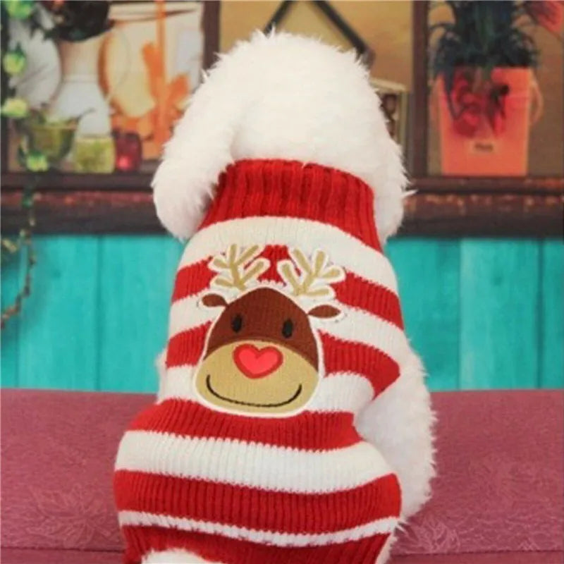 Christmas Dog Sweater Cute Cartoon Reindeer Xmas Pet Costume Puppy Cat Warm Clothes For Small Dogs Chihuahua Pug Winter Clothing