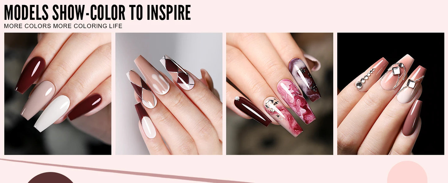 YOKEFELLOW 6-Piece Gel Nail Polish Set | Fall & Winter Seasonal Colors | UV/LED Semi-Permanent Gel Varnish