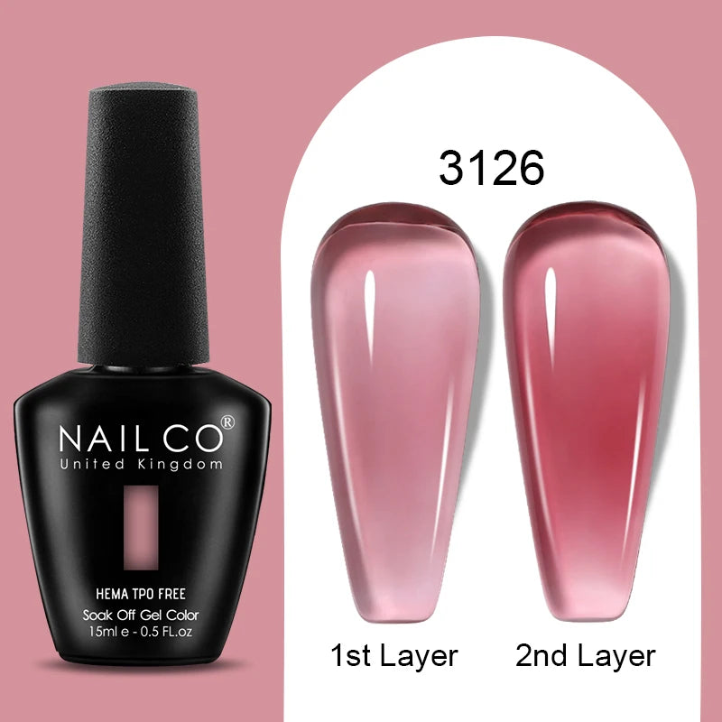 NAILCO Jelly Gel Nail Polish | HEMA-Free Soak Off UV LED Semi-Permanent Gel Varnish — 70 Colors