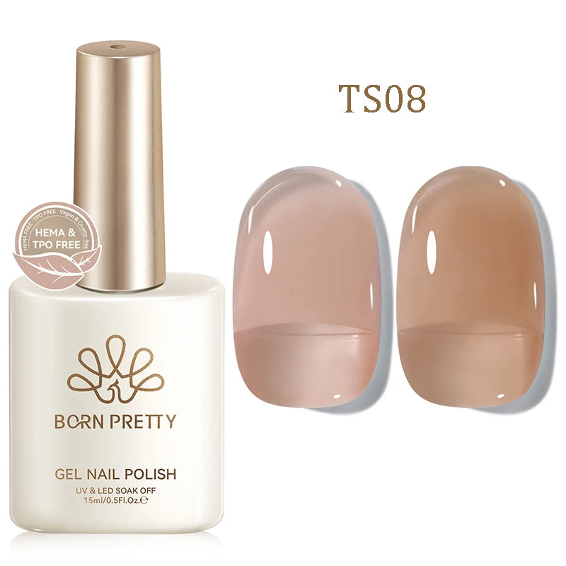 BORN PRETTY 15ml Jelly Gel Polish | Pink Nude & Glitter | Soak-Off UV/LED | 24 Shades