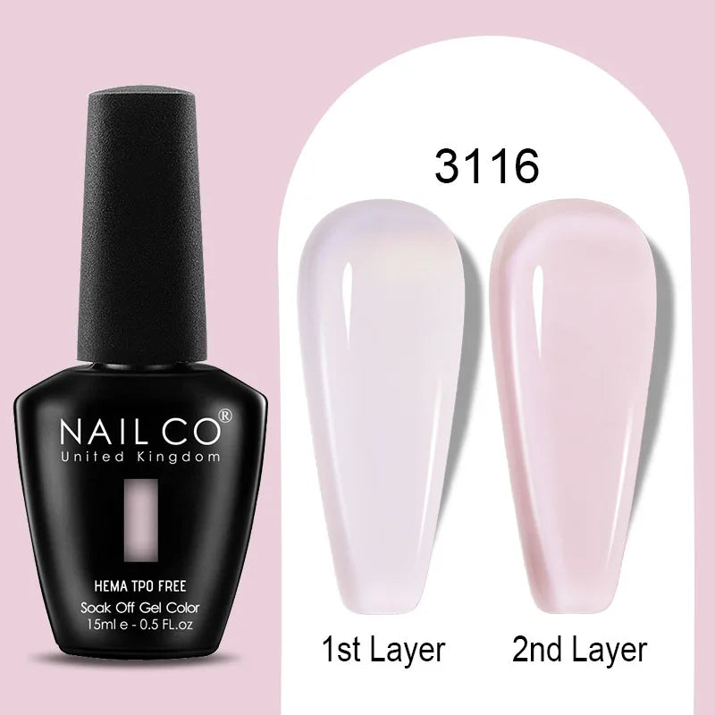 NAILCO Jelly Gel Nail Polish | HEMA-Free Soak Off UV LED Semi-Permanent Gel Varnish — 70 Colors