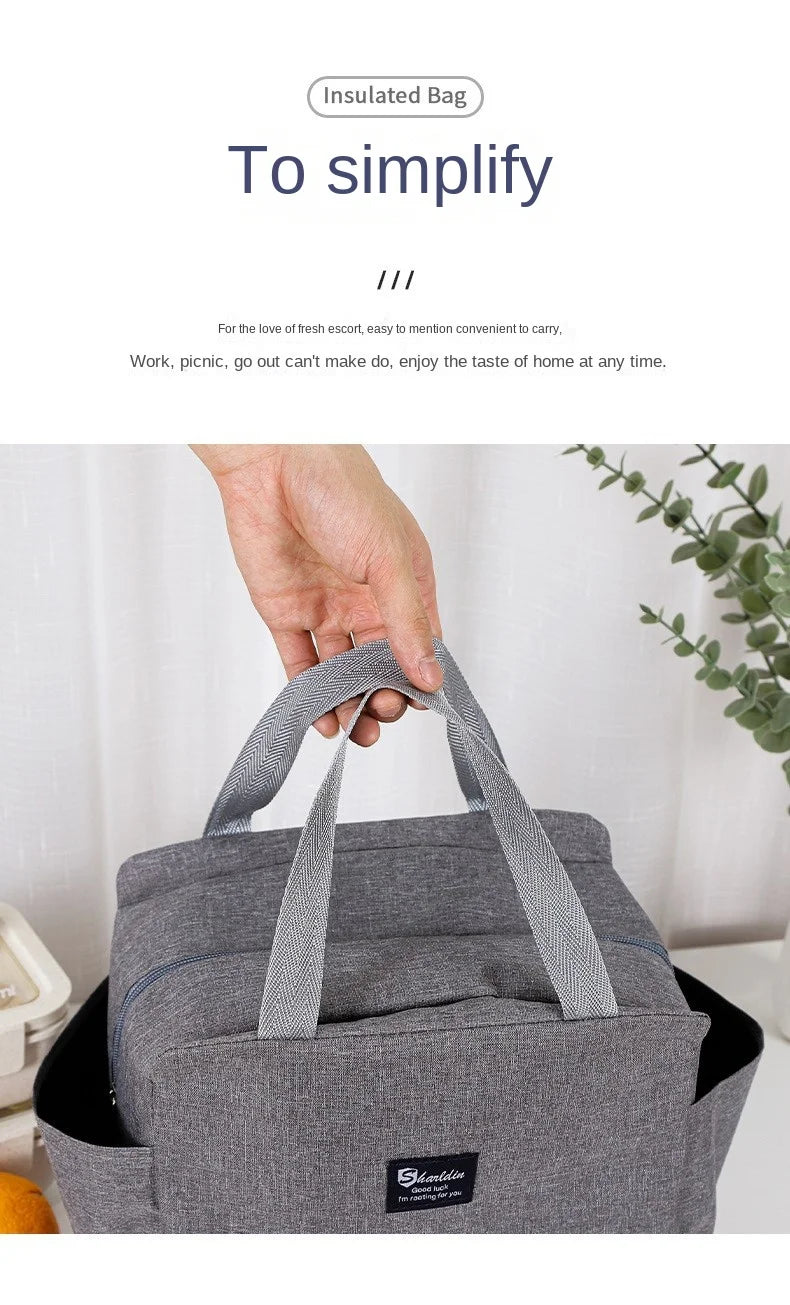 Portable Double Pocket Insulated Bento Bag — Aluminum Foil Lunch Bag for Work & School