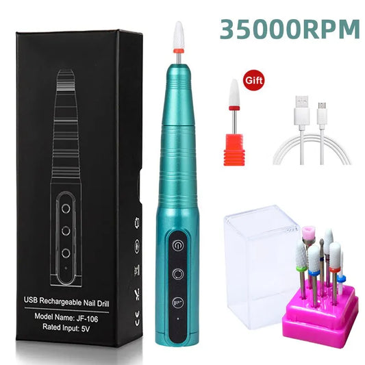 35000RPM Wireless Rechargeable Nail Drill Pen — Portable Electric Manicure Machine
