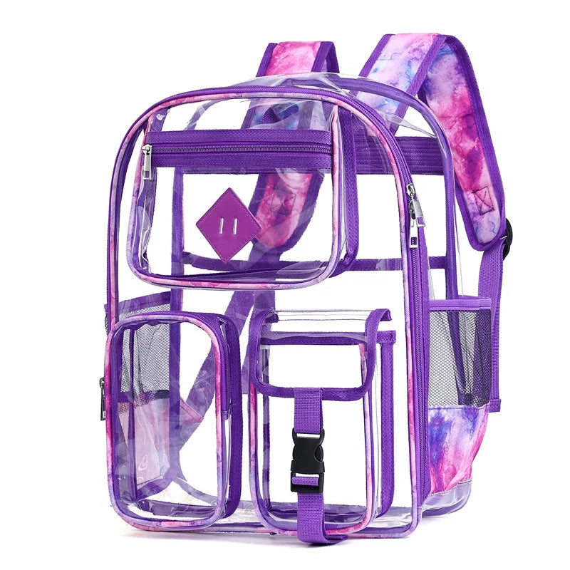 Large Capacity Transparent PVC Backpack – Waterproof School & Travel Bag for Students