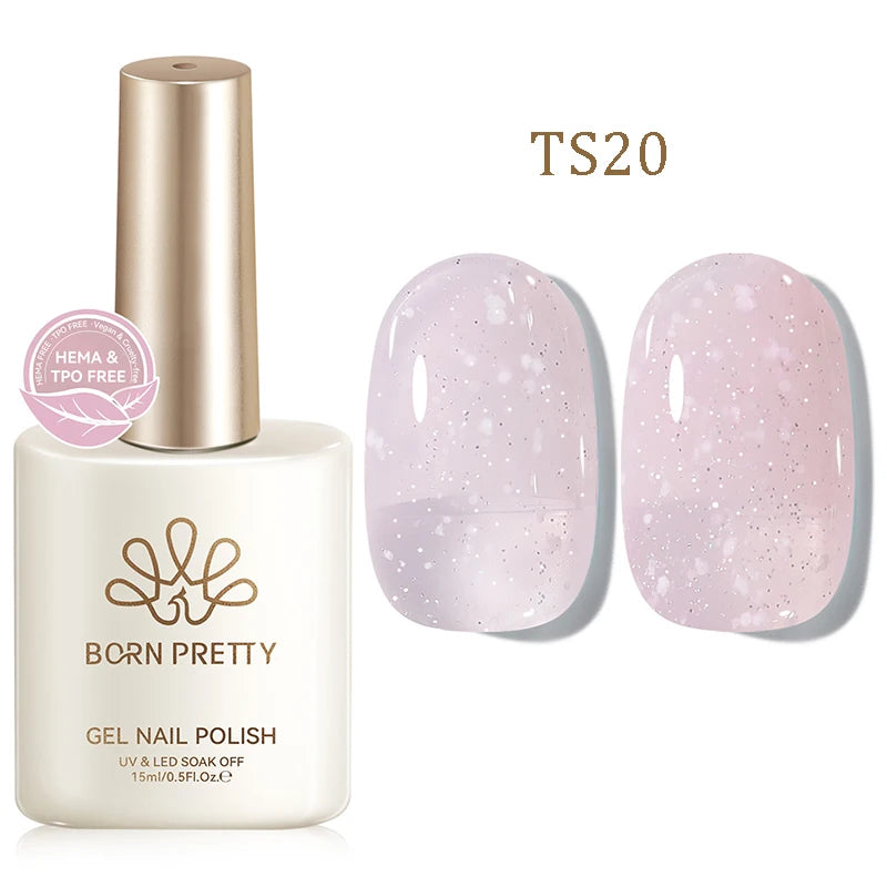 BORN PRETTY 15ml Jelly Gel Polish | Pink Nude & Glitter | Soak-Off UV/LED | 24 Shades