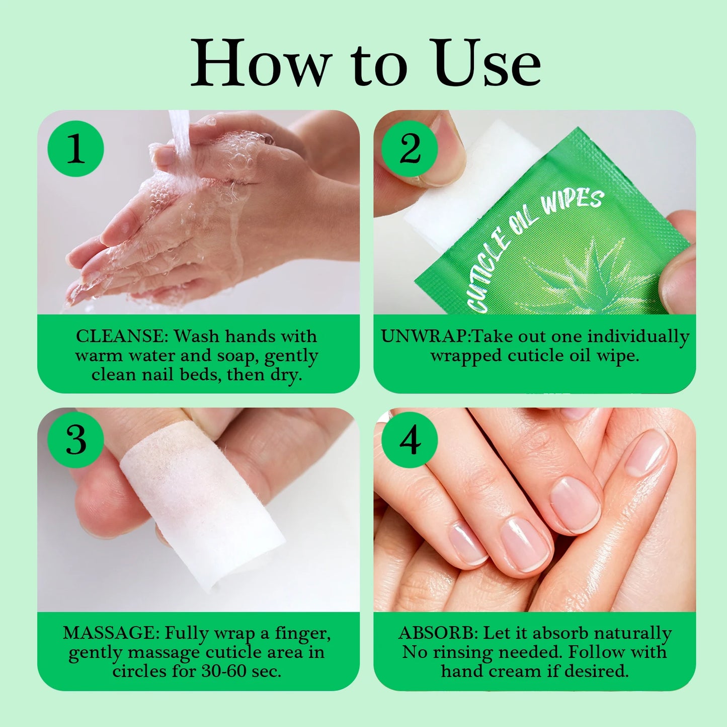 Mini Disposable Cuticle Oil Wipes | 100 Pcs | 6 Scents | Daily Nail & Cuticle Care