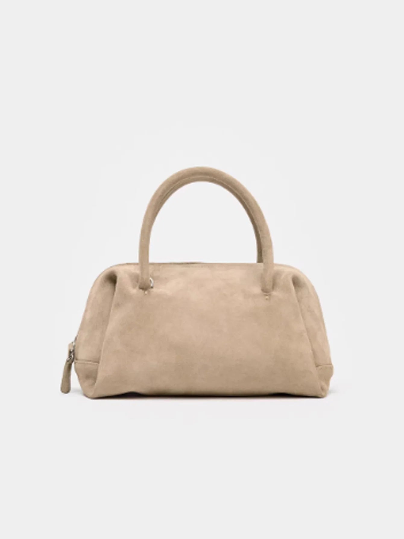 2026 new women's suede handbag, messenger bag, zipper, casual, fashionable, bowling bag
