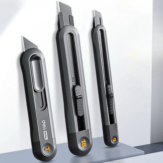 Snap-Off Retractable Utility Knife with Auto Lock – 9mm, 18mm & T-Style High Carbon Steel Box Cutter