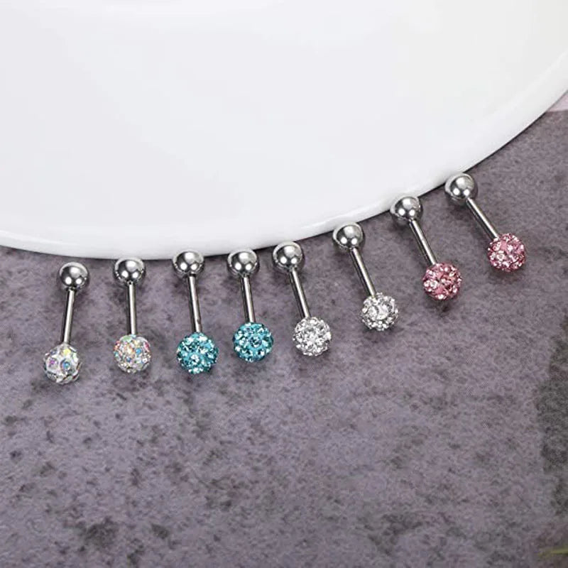 1-12 Pairs Shiny Zirconia Cartilage Stud Earring Tragus Helix Piercing Barbell Star Heart Ball Cartilage Earrings Set for Women