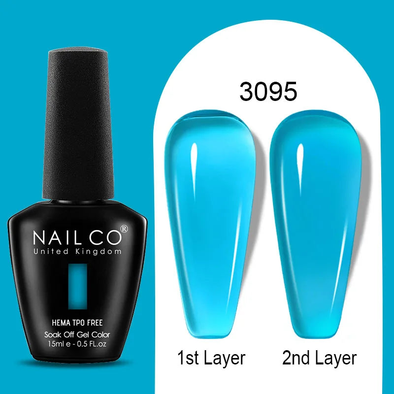 NAILCO Jelly Gel Nail Polish | HEMA-Free Soak Off UV LED Semi-Permanent Gel Varnish — 70 Colors