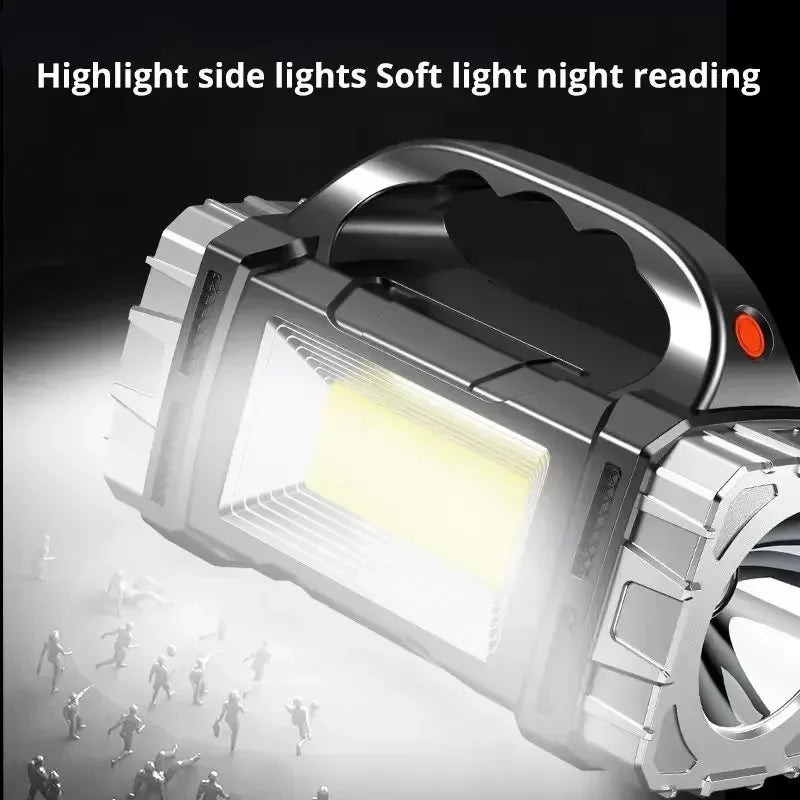 Portable Powerful USB Rechargeable Flashlights Solar LED Light With COB Work Light 4 Gear Charge Mobile Phone Camping Lamps
