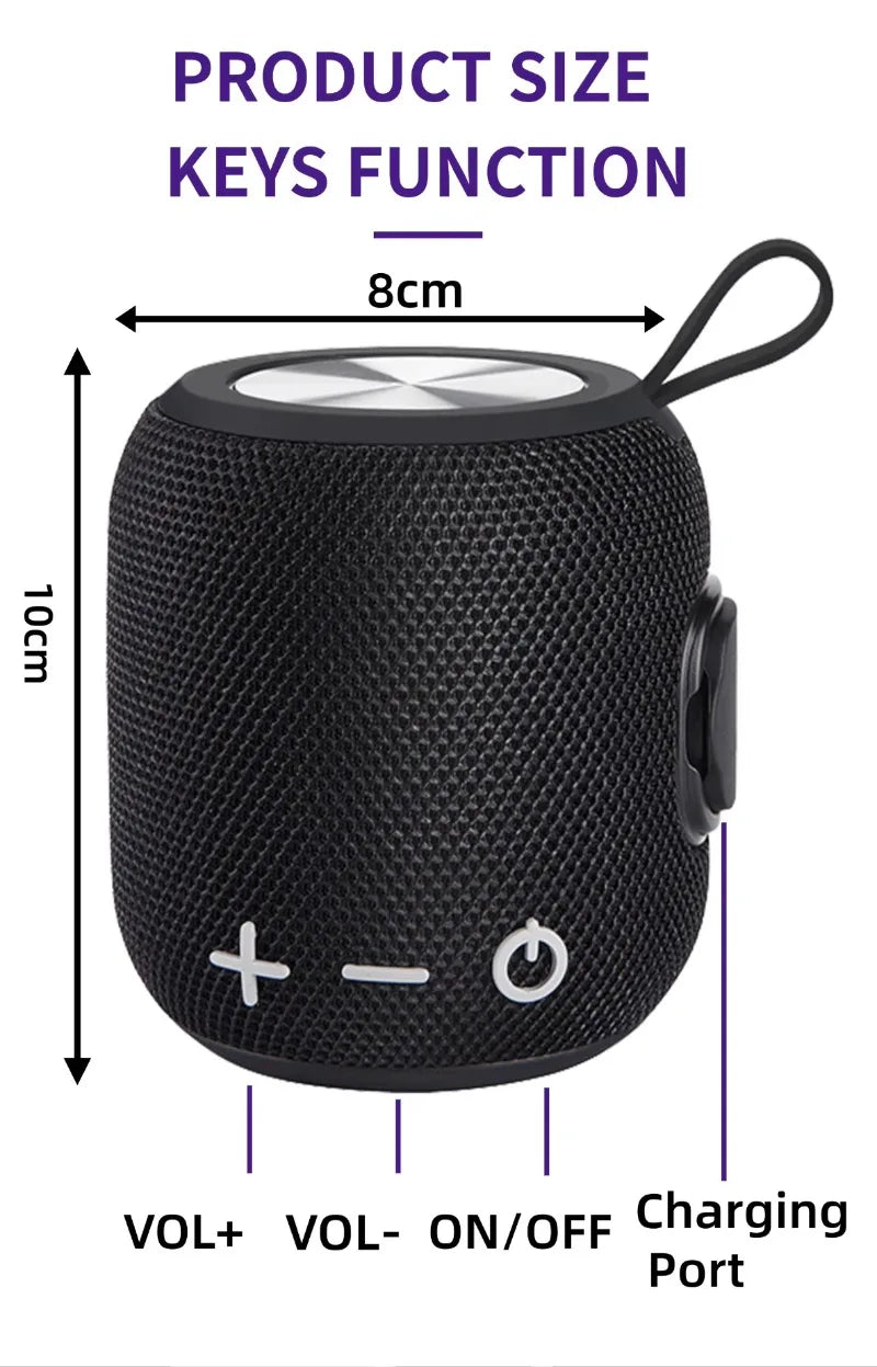 Deep Bass IPX7 Waterproof Bluetooth Speaker — TWS Stereo, Loud Outdoor Sound, 2-Pack