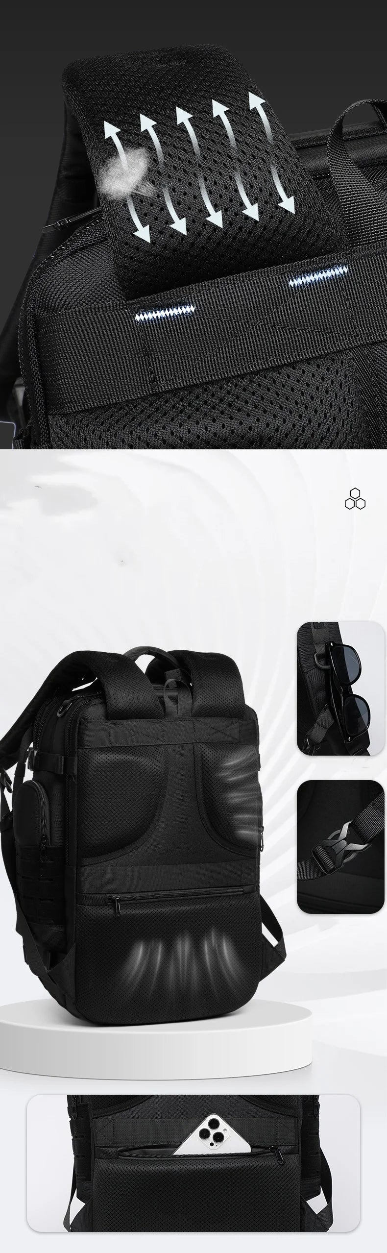 Ozuko Men's Waterproof Travel Backpack | Large Capacity Laptop Bag with Shoe Compartment