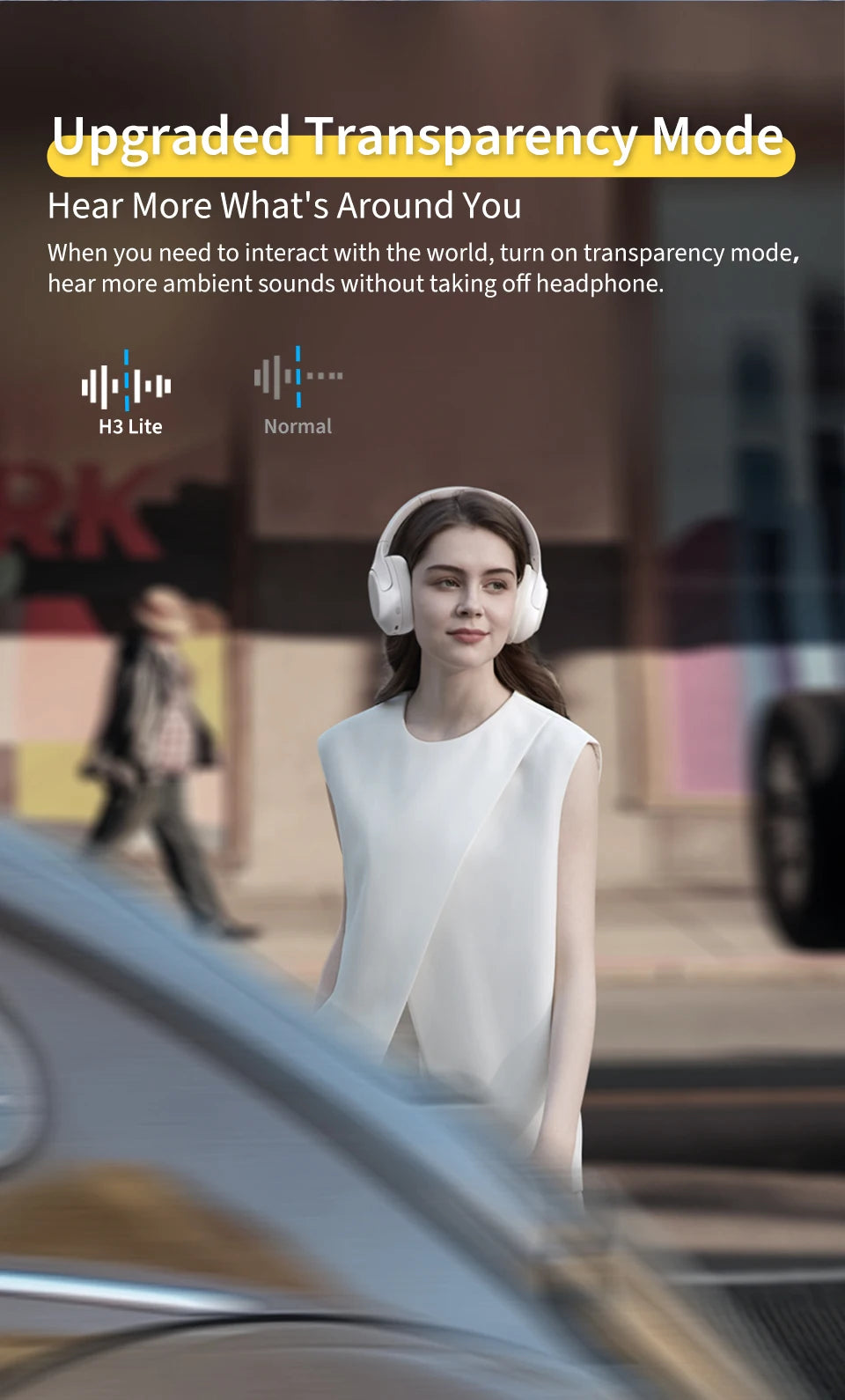 QCY H3 Lite ANC Wireless Headphones — Bluetooth 5.3, 60H Battery, Active Noise Cancelling