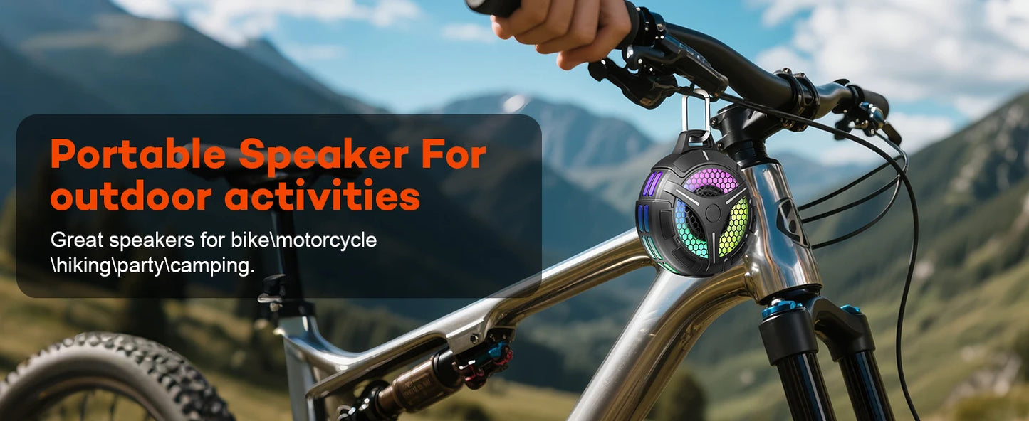 Ortizan IPX7 Waterproof Bluetooth Shower Speaker — 15W HD Sound, RGB Lights, 10Hr Battery