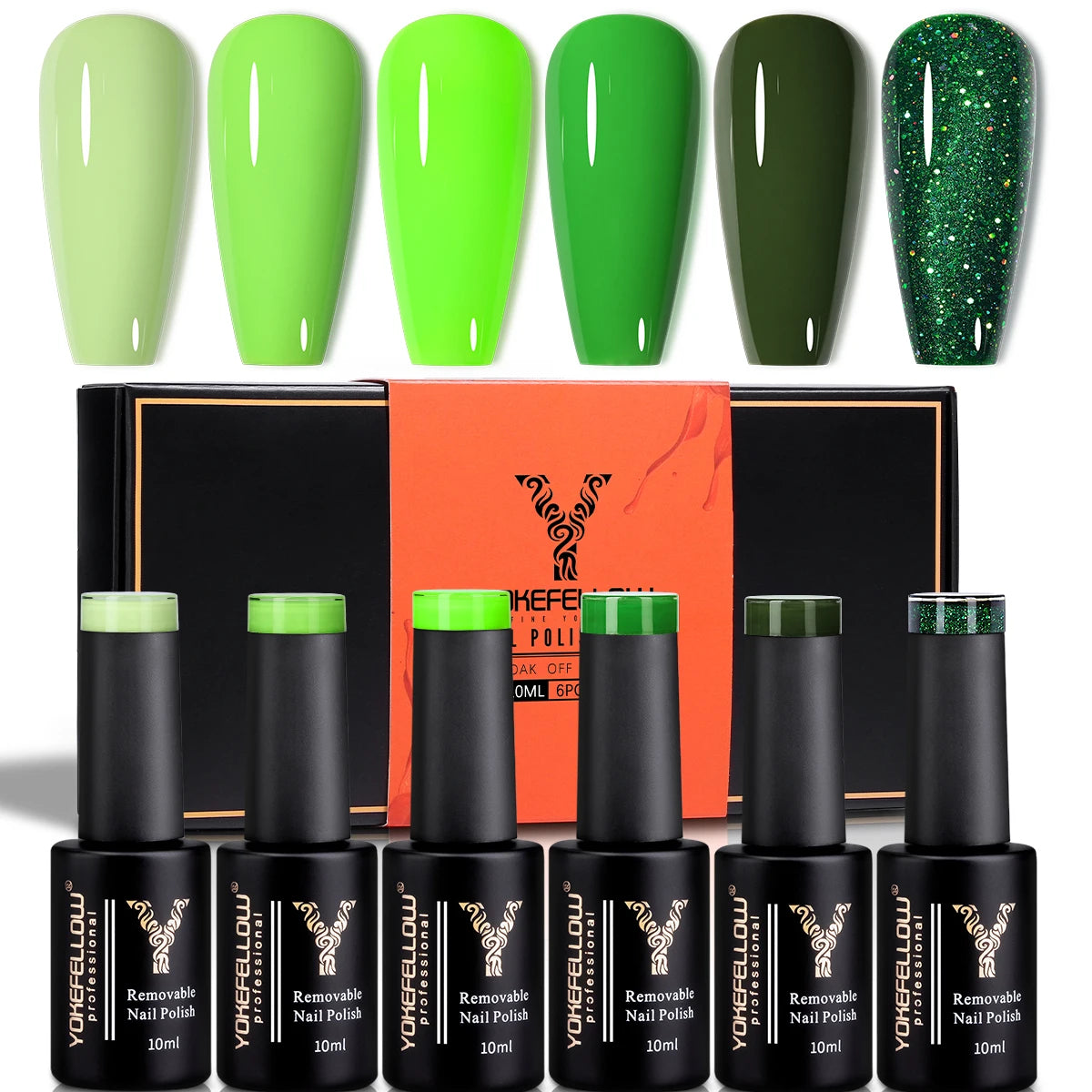 YOKEFELLOW 6-Piece Gel Nail Polish Set | Fall & Winter Seasonal Colors | UV/LED Semi-Permanent Gel Varnish