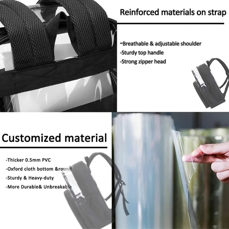 Backpack Waterproof Transparent School Bag Girl Large Capacity Backpack Solid Clear Backpack Men Fashion Transparent Plastic Bag