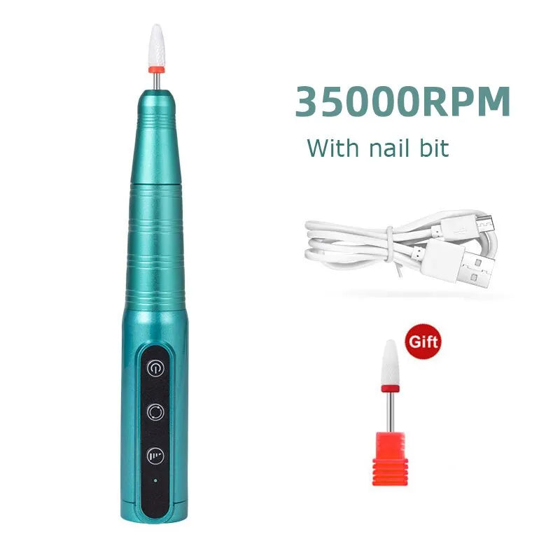 35000RPM Wireless Rechargeable Nail Drill Pen — Portable Electric Manicure Machine