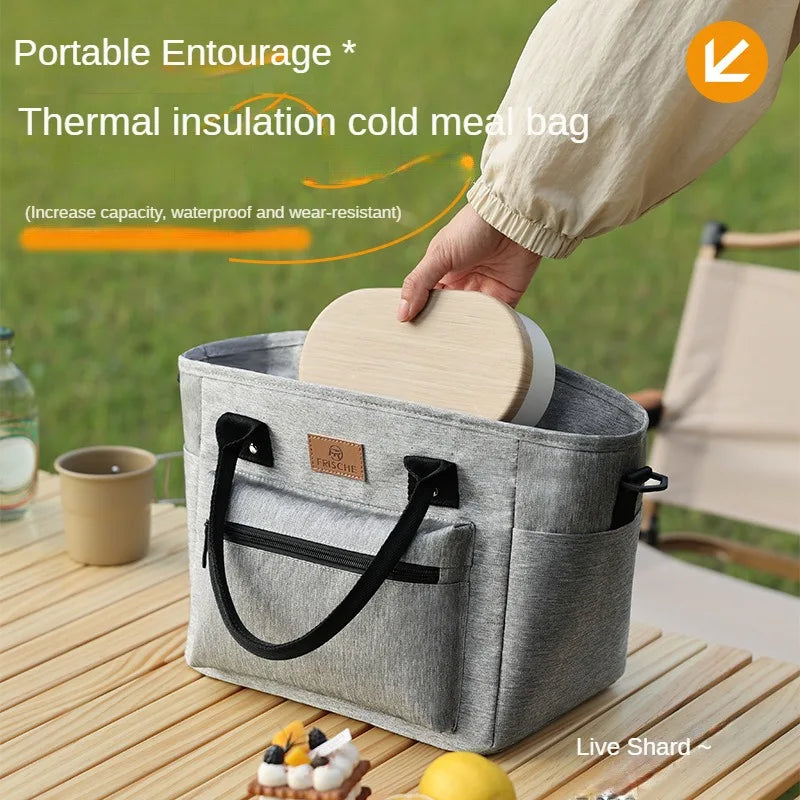 Portable Insulated Lunch Box Bag – Waterproof Picnic & Office Tote with Ice Pack Pocket