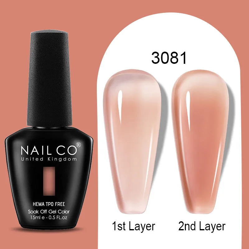 NAILCO Jelly Gel Nail Polish | HEMA-Free Soak Off UV LED Semi-Permanent Gel Varnish — 70 Colors