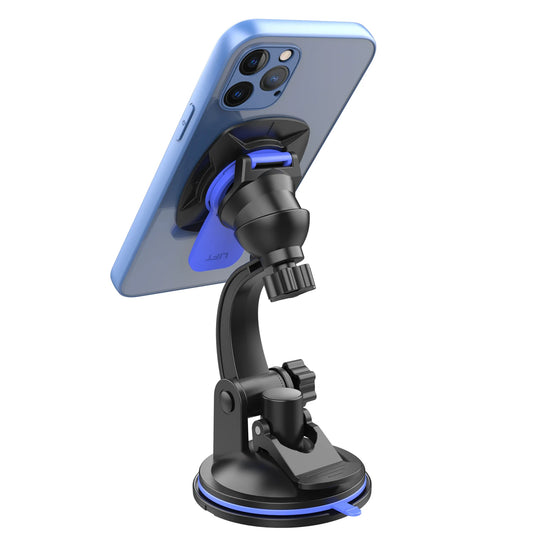360° Rotating Car Phone Mount | Windshield & Dashboard Holder | Universal Fit | Adjustable ABS & Silicone Grip | Black