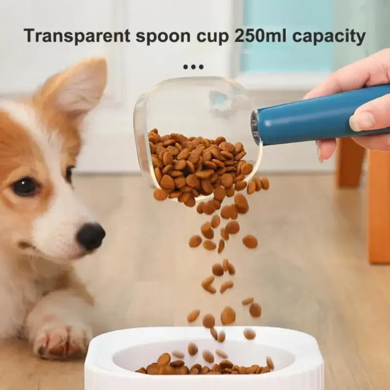 Pet Food Measuring Scoop Cup with Scale — Portable Feeding Spoon for Dogs & Cats