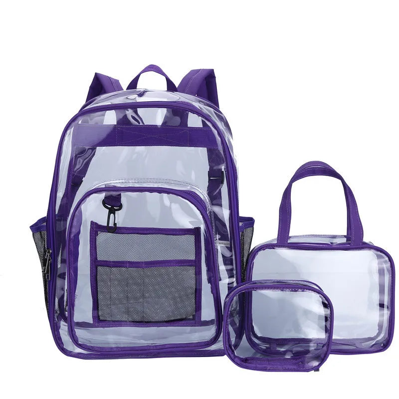 Large Capacity Transparent PVC Backpack – Waterproof School & Travel Bag for Students