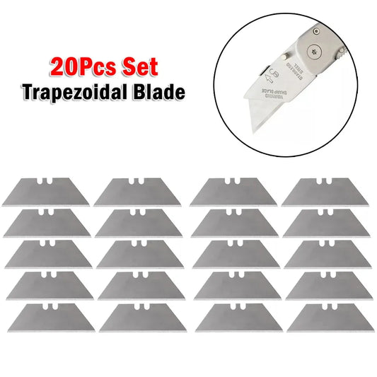 20-Pack Trapezoidal Replacement Blades – Stainless Steel Box Cutter Blades for DIY, Art, Craft & Woodworking