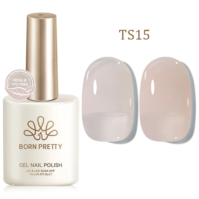 BORN PRETTY 15ml Jelly Gel Polish | Pink Nude & Glitter | Soak-Off UV/LED | 24 Shades
