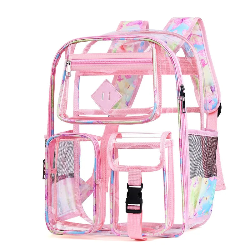 Large Capacity Transparent PVC Backpack – Waterproof School & Travel Bag for Students