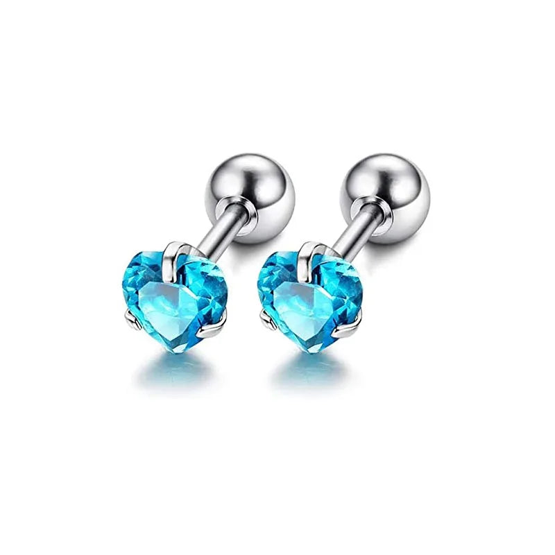 1-12 Pairs Shiny Zirconia Cartilage Stud Earring Tragus Helix Piercing Barbell Star Heart Ball Cartilage Earrings Set for Women