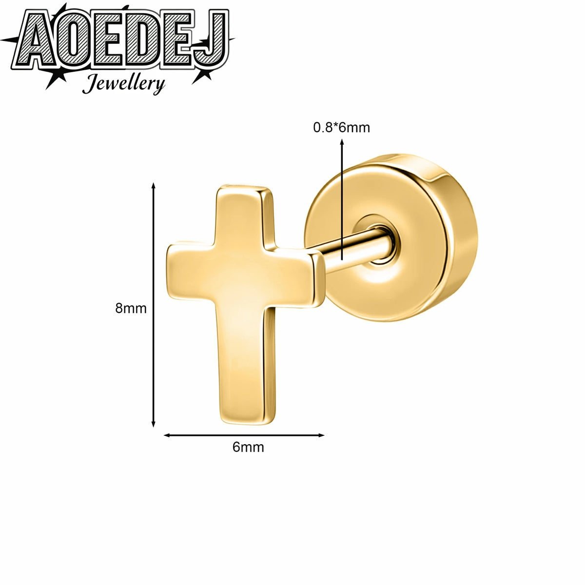 AOEDEJ 20G 1 PC/1 Pair Stainless Steel Stud Earrings Women Men Ear Studs Star Butterfly Flat Back Lobe Helix Conch Piercings 6MM