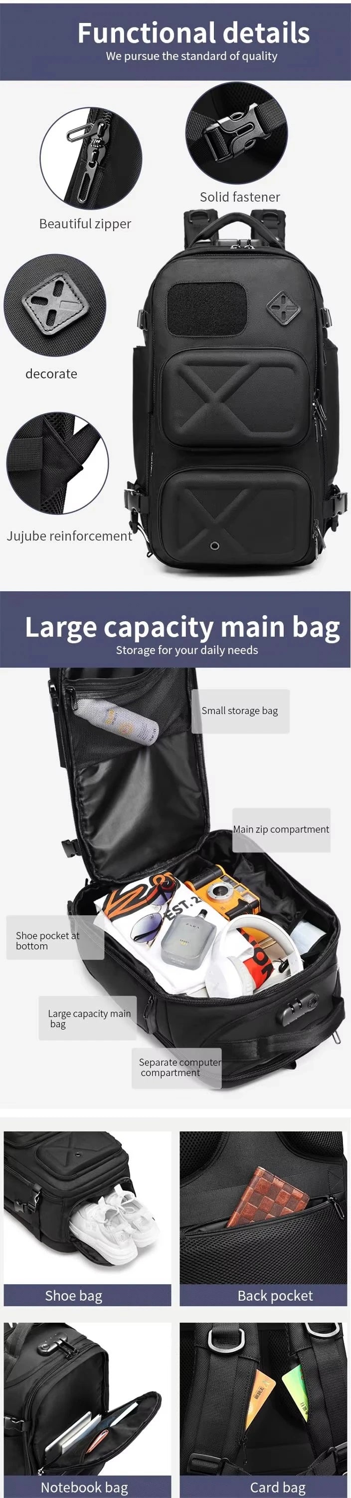 Tactical Cross Backpack | High-Capacity Men's Hiking & Sling Bag with Belt Pack Option