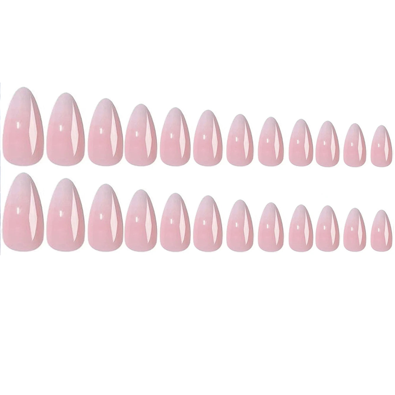 24-Piece Short Square Press-On Nails – Pinkish-White Gradient with Nail Glue & File Kit