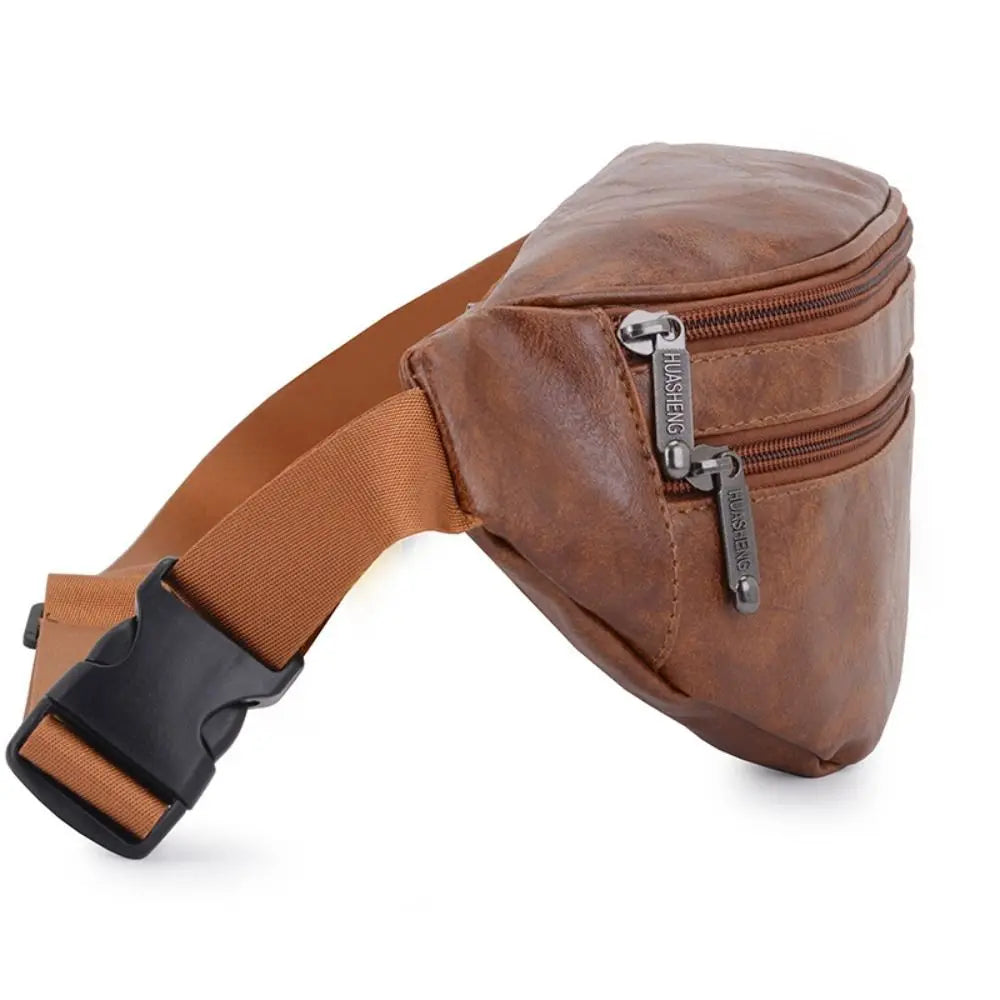 Men's Vintage PU Leather Waist Bag — Retro Fanny Pack & Crossbody Chest Bag