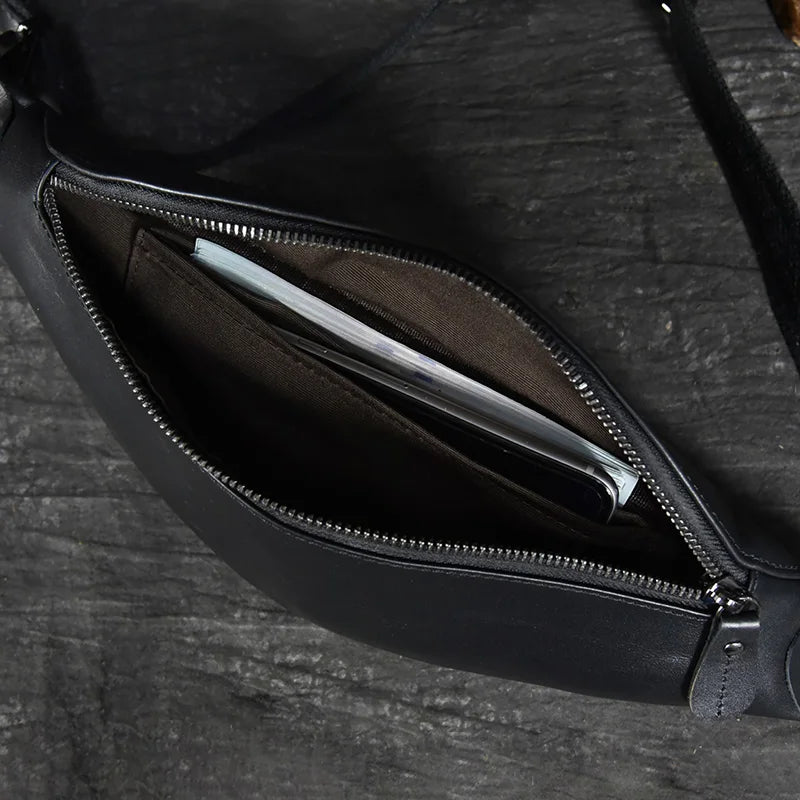 Luufan Crazy Horse Cowhide Leather Waist Bag — Men's Mini Travel Fanny Pack & Phone Pouch