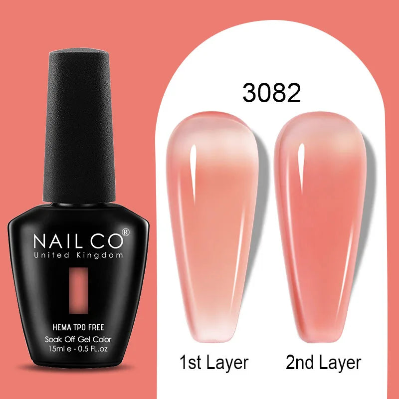 NAILCO Jelly Gel Nail Polish | HEMA-Free Soak Off UV LED Semi-Permanent Gel Varnish — 70 Colors